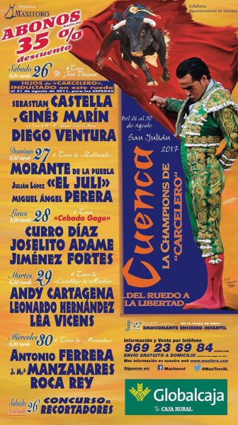 fuego cubierta Ocho Cartel Taurino Feria de San Julián de Cuenca 2017