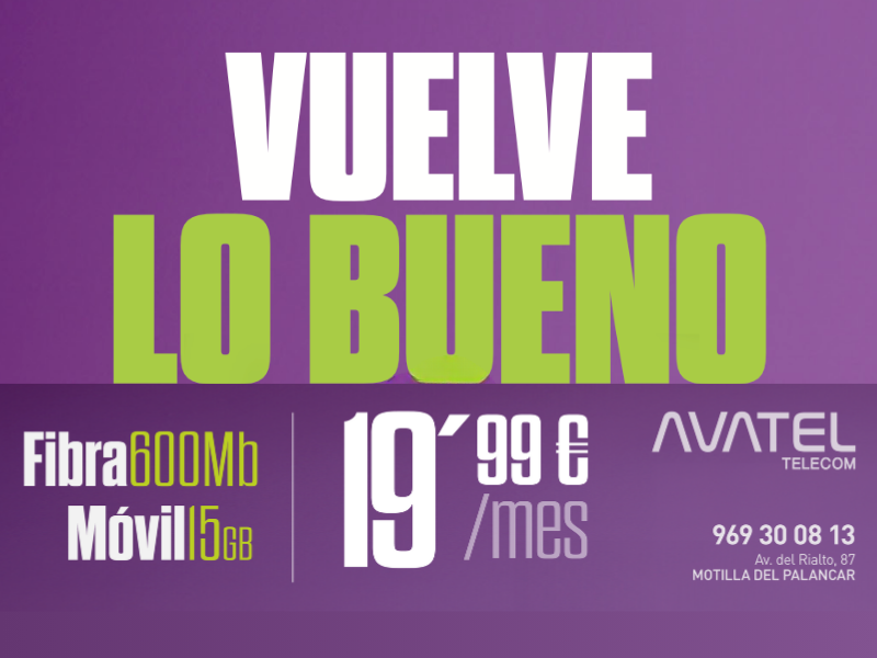 Oferta de AVATEL en Motilla del Palancar: Internet y Móvil por solo 19,99 €/mes - imagen 1
