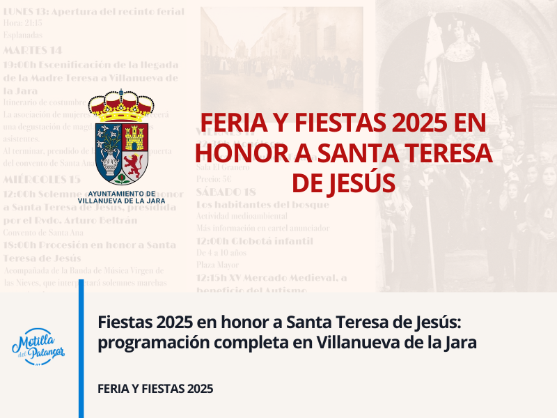 Fiestas 2025 en honor a Santa Teresa de Jesús: programación completa en Villanueva de la Jara - imagen 1