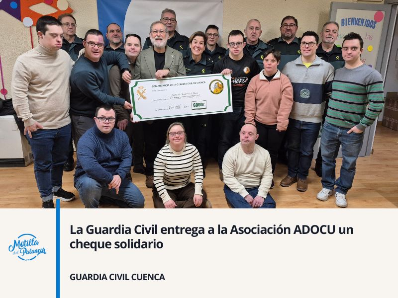 La Guardia Civil entrega 6.000 euros a ADOCU recaudados en eventos solidarios en Cuenca - imagen 1