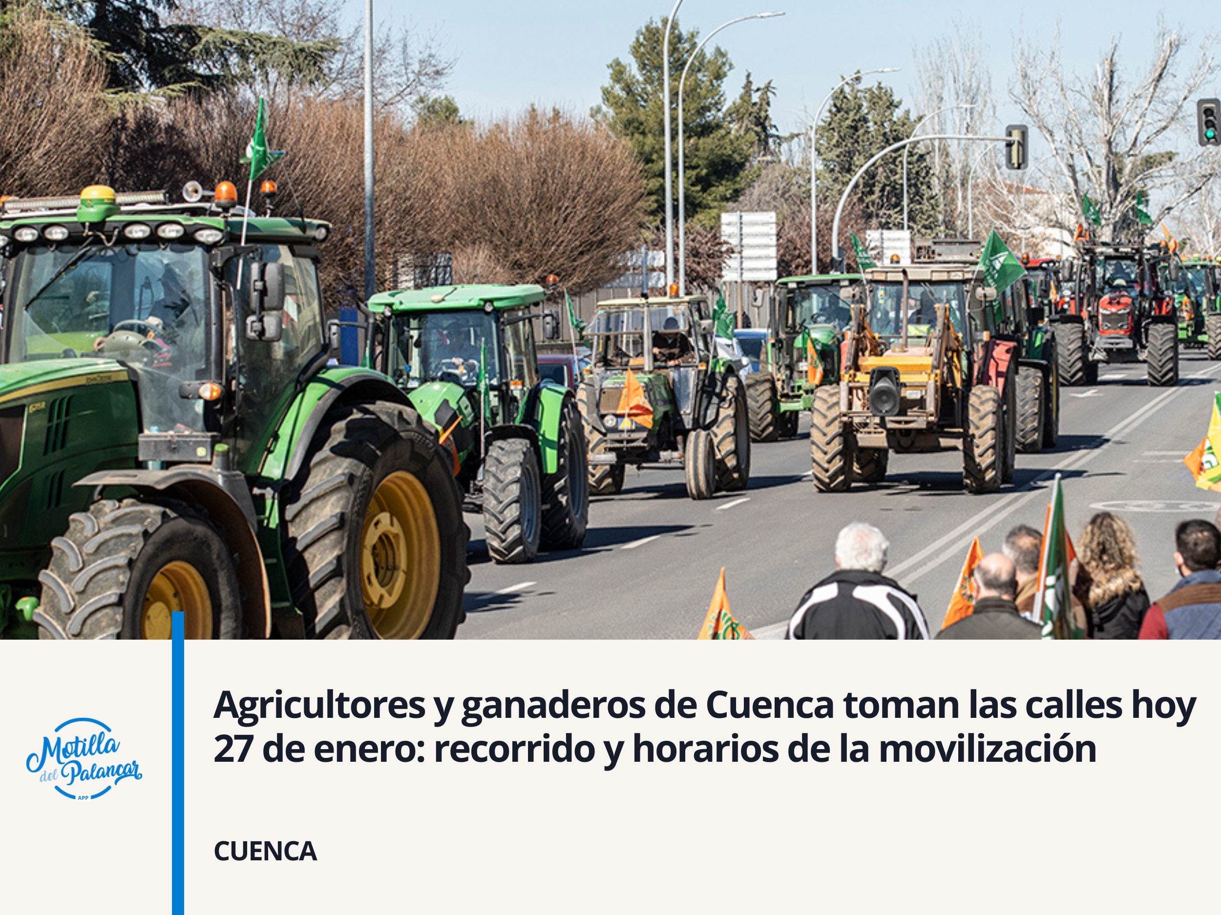 Agricultores y ganaderos de Cuenca toman las calles hoy 27 de enero: recorrido y horarios de la movilización - imagen 1