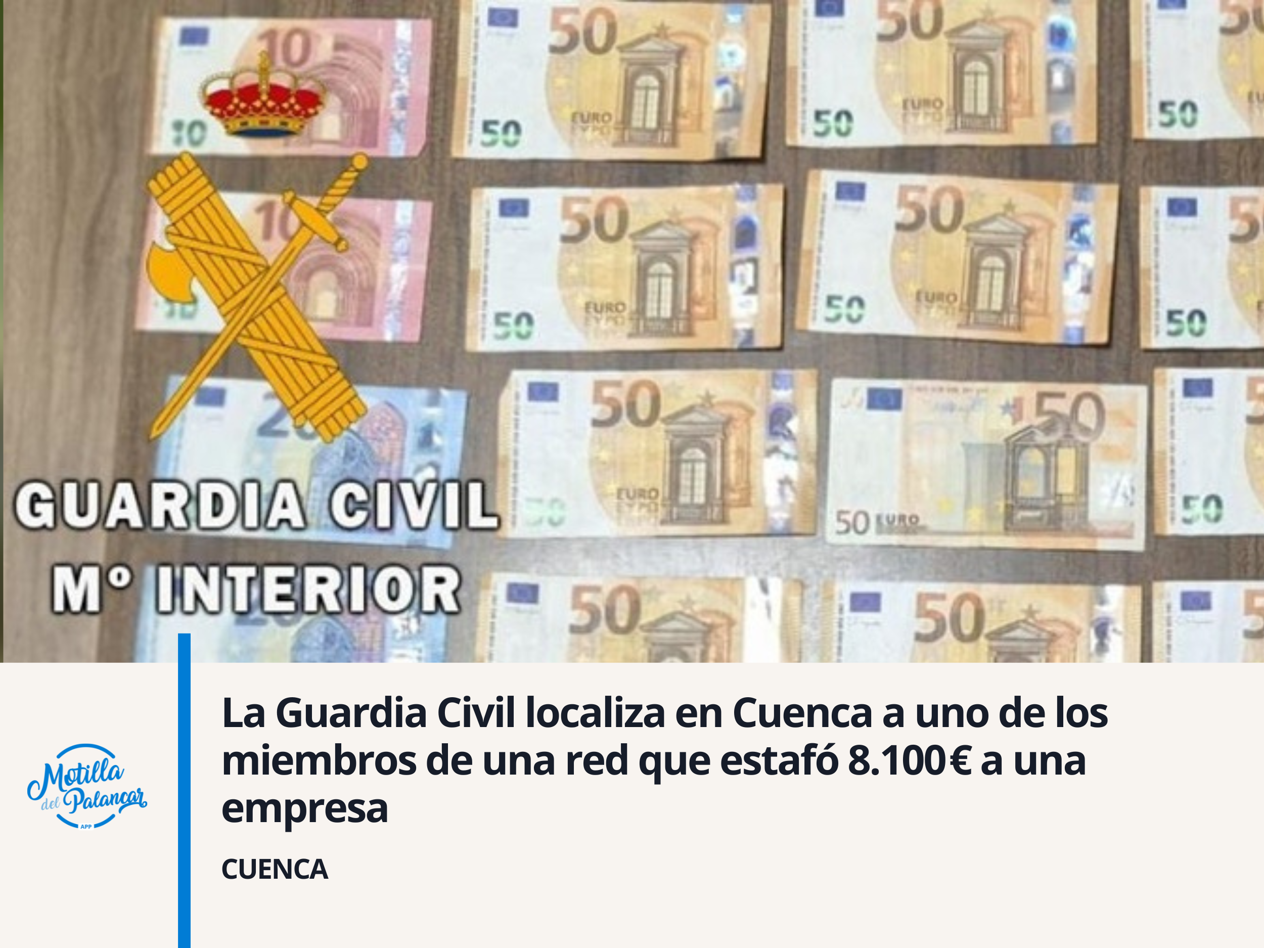 La Guardia Civil localiza en Cuenca a uno de los miembros de una red que estafó 8.100 € a una empresa - imagen 1