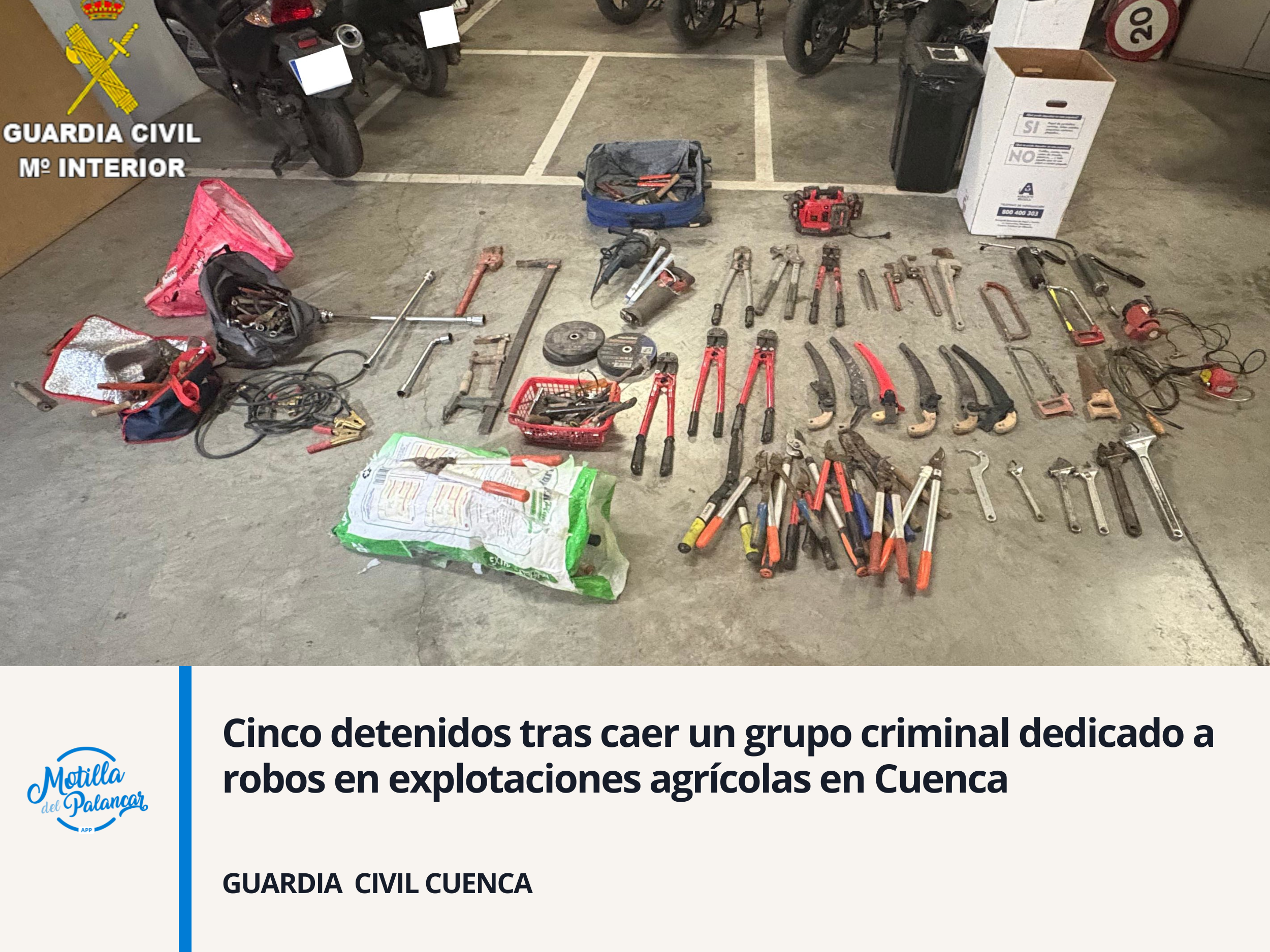 Cinco detenidos tras caer un grupo criminal dedicado a robos en explotaciones agrícolas en Cuenca - imagen 1