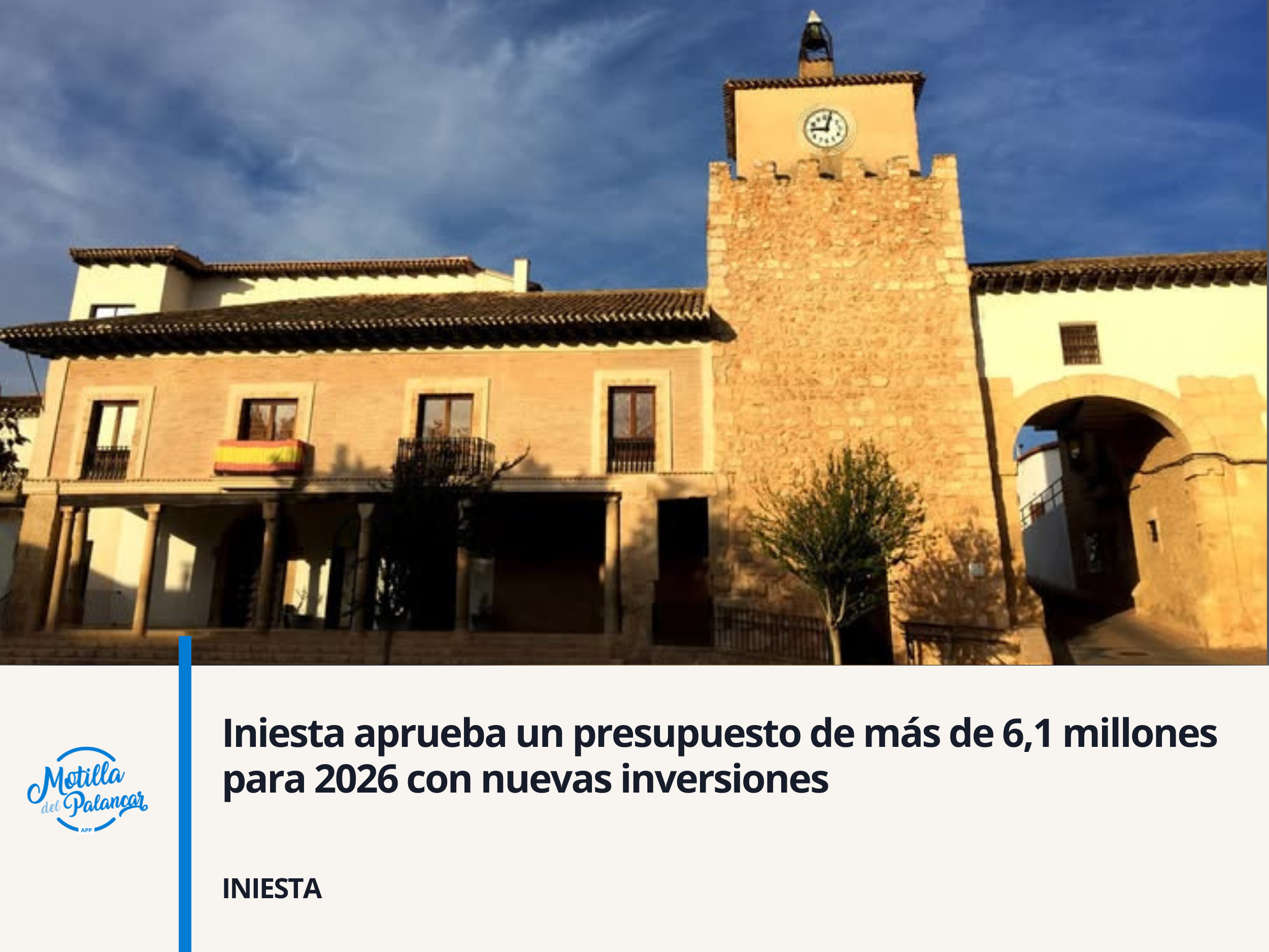 Iniesta aprueba un presupuesto de más de 6,1 millones para 2026 con nuevas inversiones  - imagen 1