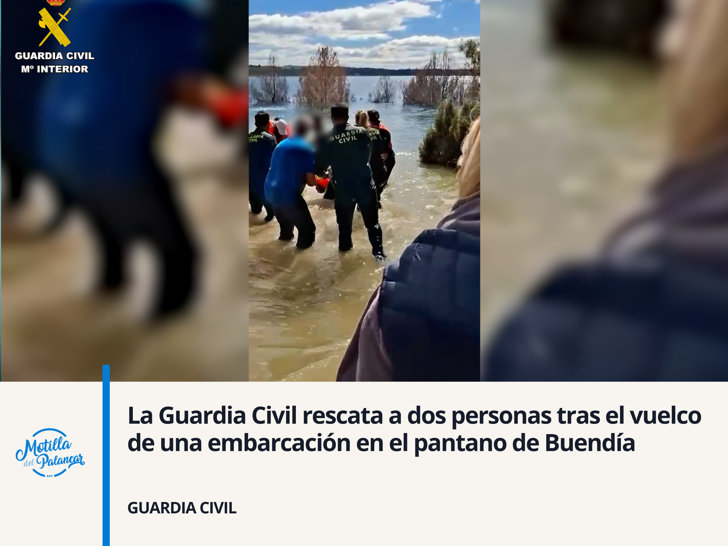 La Guardia Civil rescata a dos personas tras el vuelco de una embarcación en el pantano de Buendía - imagen 1