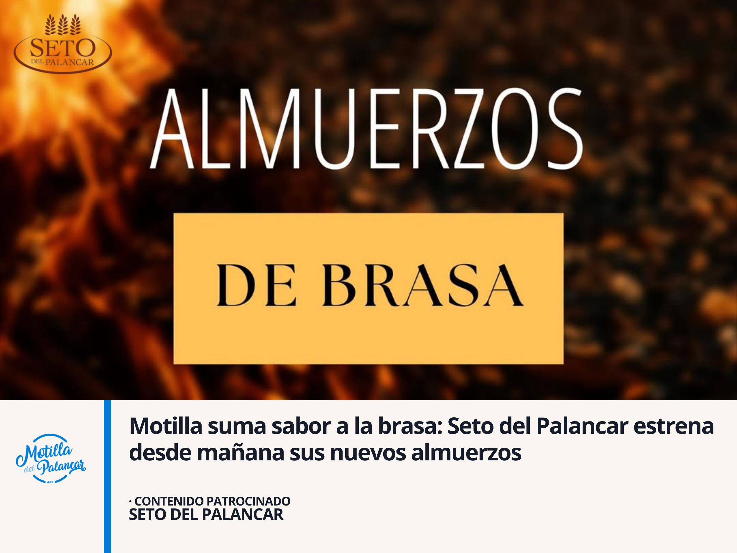Motilla suma sabor a la brasa: Seto del Palancar estrena desde mañana sus nuevos almuerzos - imagen 1