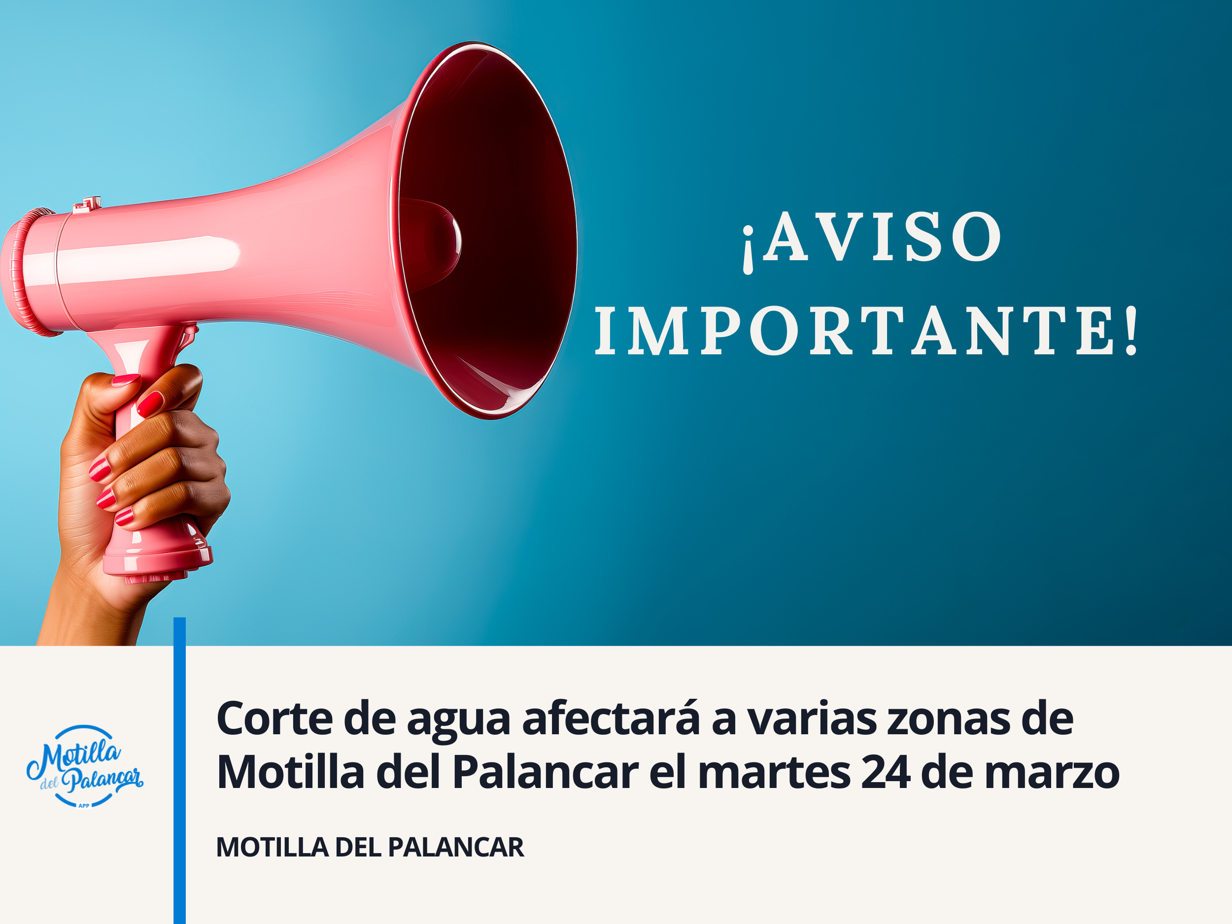 Corte de agua afectará a varias zonas de Motilla del Palancar el martes 24 de marzo - imagen 1