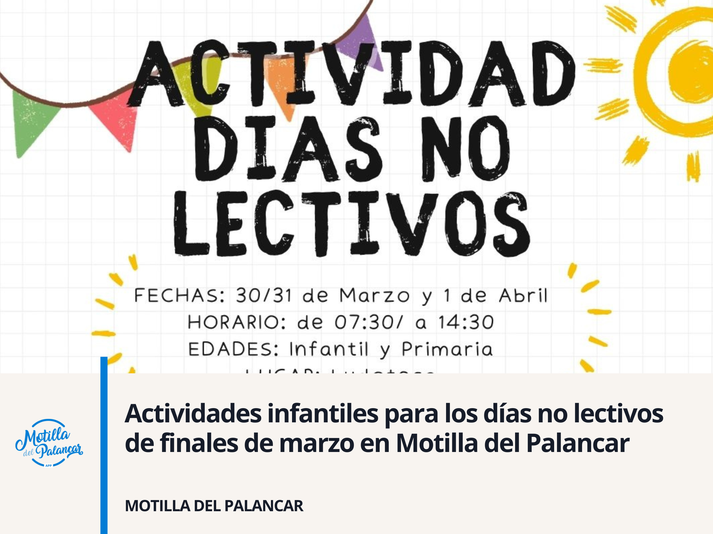 Actividades infantiles para los días no lectivos de finales de marzo en Motilla del Palancar - imagen 1