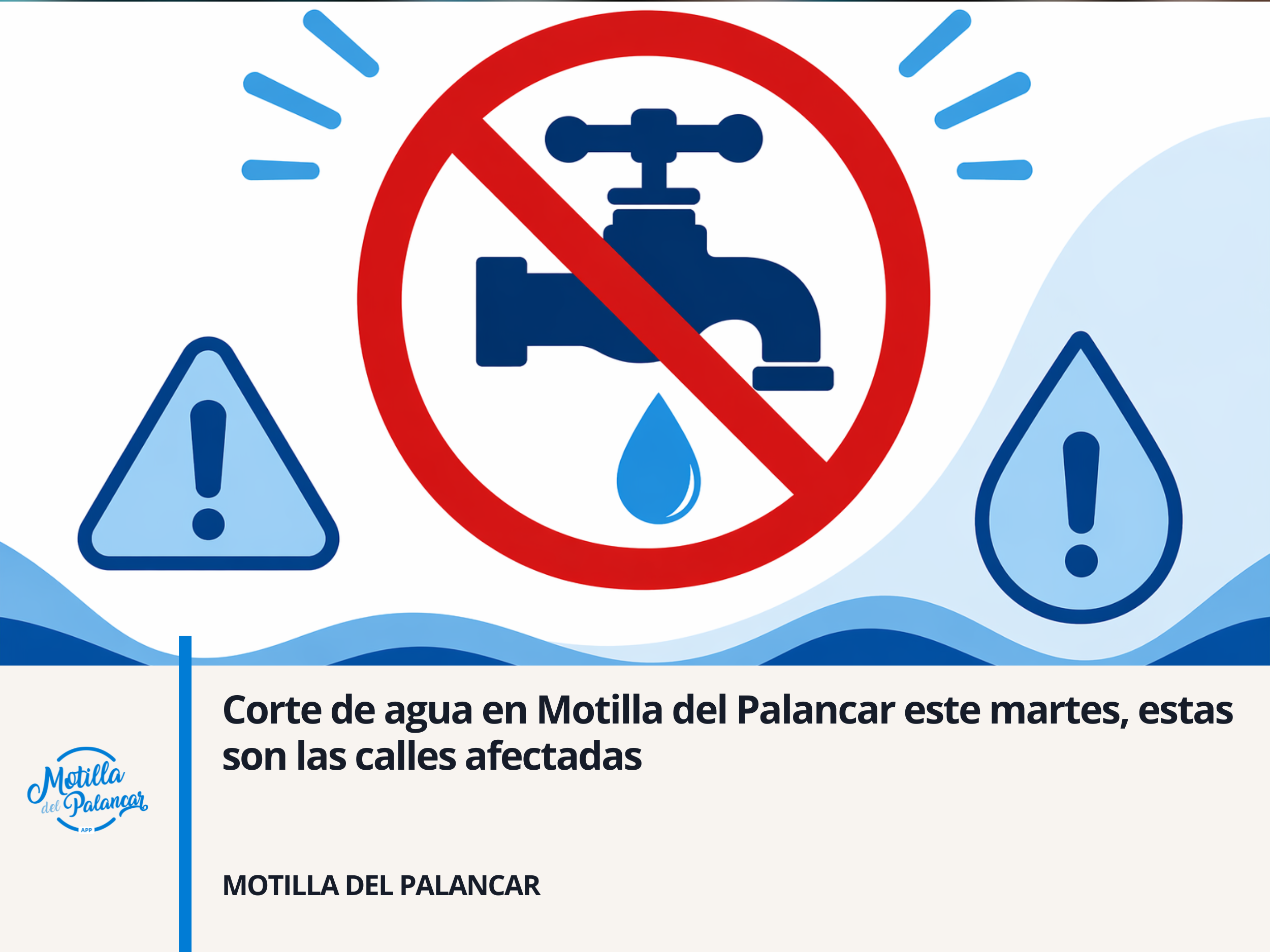 Corte de agua en Motilla del Palancar este martes, estas son las calles afectadas - imagen 1