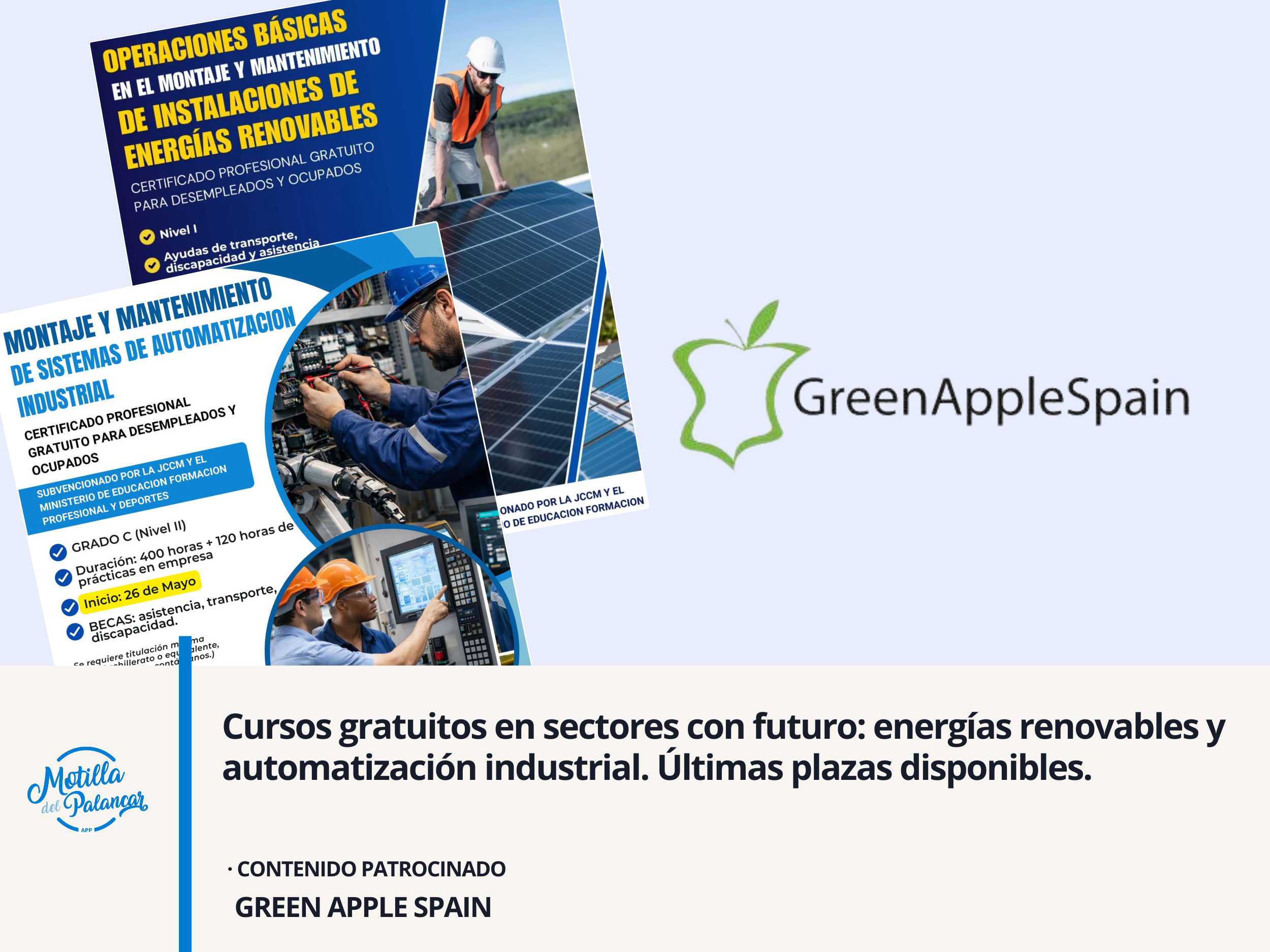 Cursos gratuitos en sectores con futuro: energías renovables y automatización industrial. Últimas plazas disponibles. - imagen 1