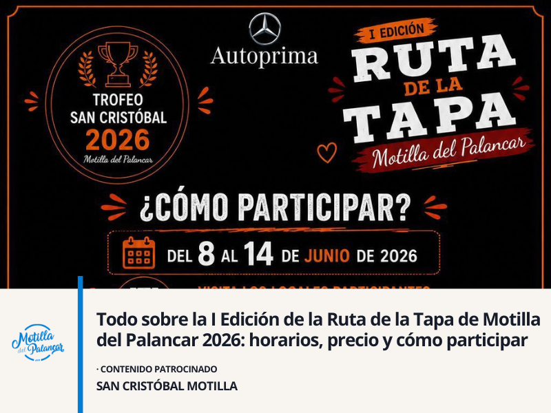 Todo sobre la I Edición de la Ruta de la Tapa de Motilla del Palancar 2026: horarios, precio y cómo participar - imagen 1