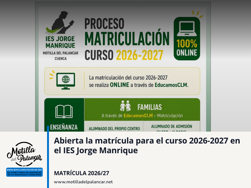 Abierta la matrícula para el curso 2026-2027 en el IES Jorge Manrique - imagen 1