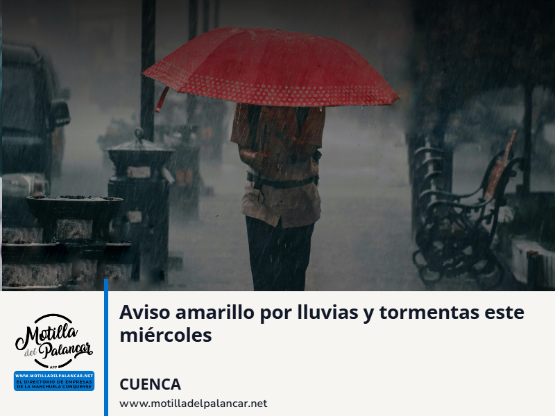 Aviso amarillo por lluvias y tormentas este miércoles - imagen 1