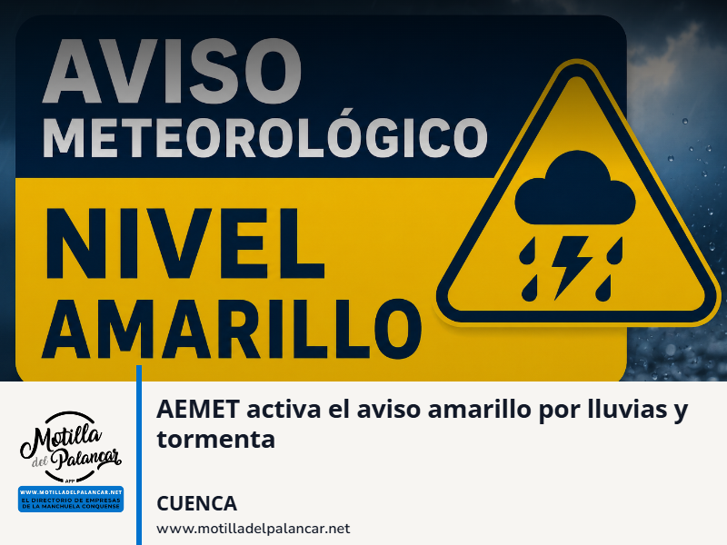 AEMET activa el aviso amarillo por lluvias y tormenta - imagen 1