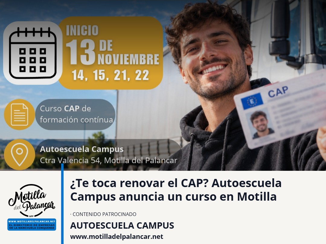 ¿Te toca renovar el CAP? Autoescuela Campus anuncia un curso en Motilla - imagen 1
